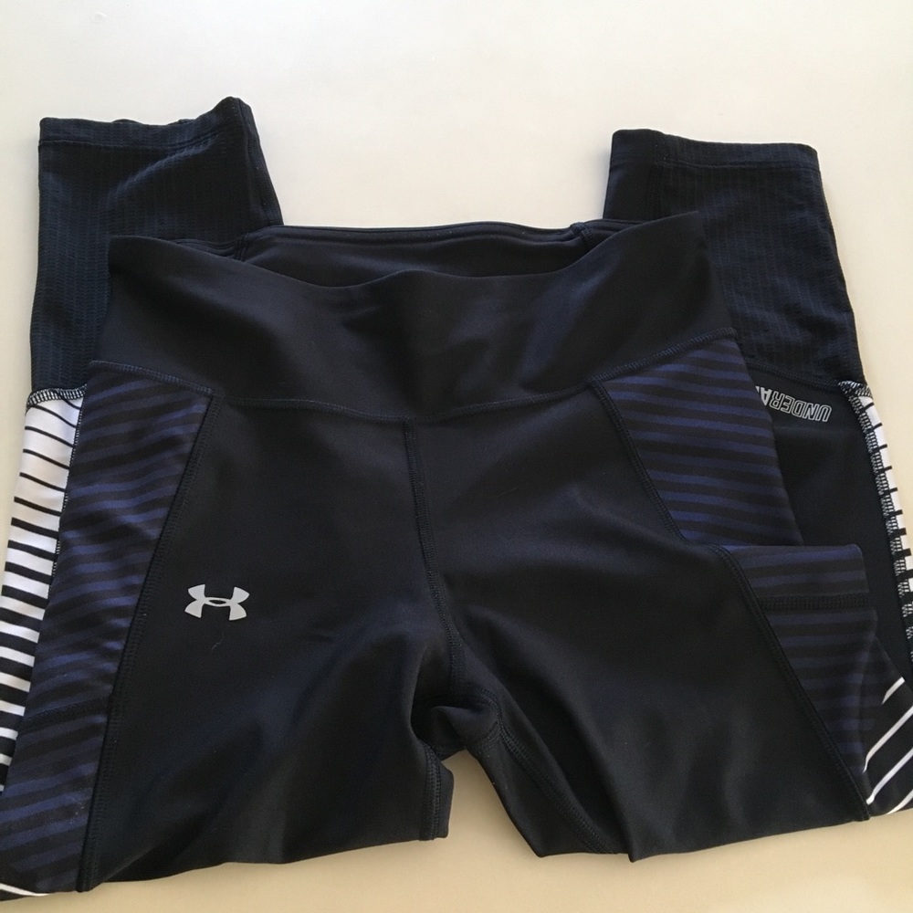 Under Armour Leggings Capri Mesh Read Gym Workout